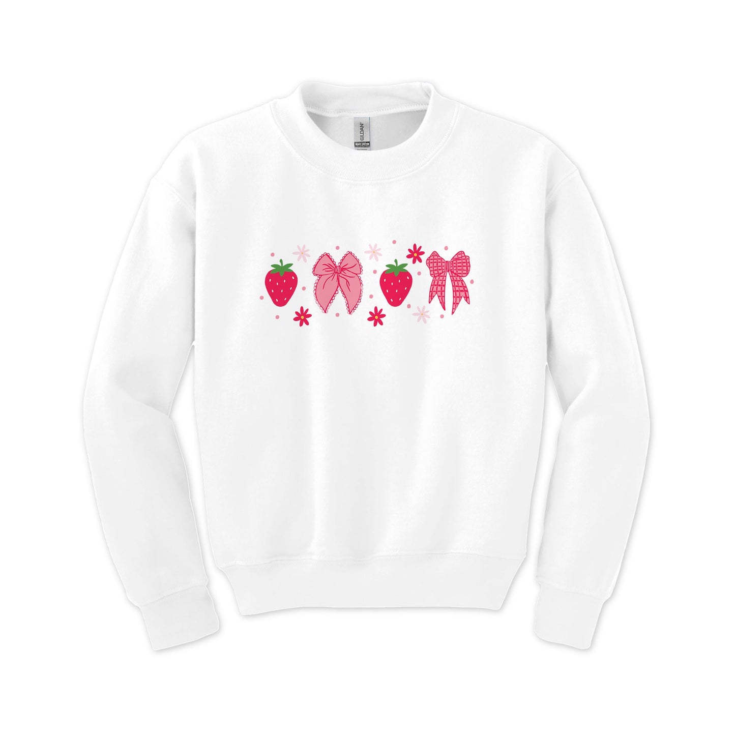 Gildan Youth Crewneck White-Strawberry Parlor -0