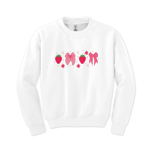 Gildan Youth Crewneck White-Strawberry Parlor -0
