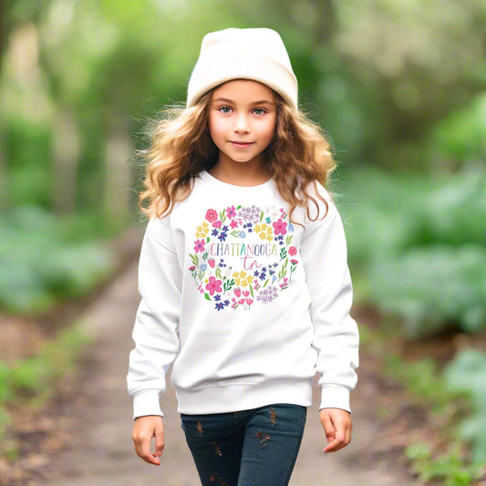 Gildan Youth Crewneck White-Flower Confetti City & State -1