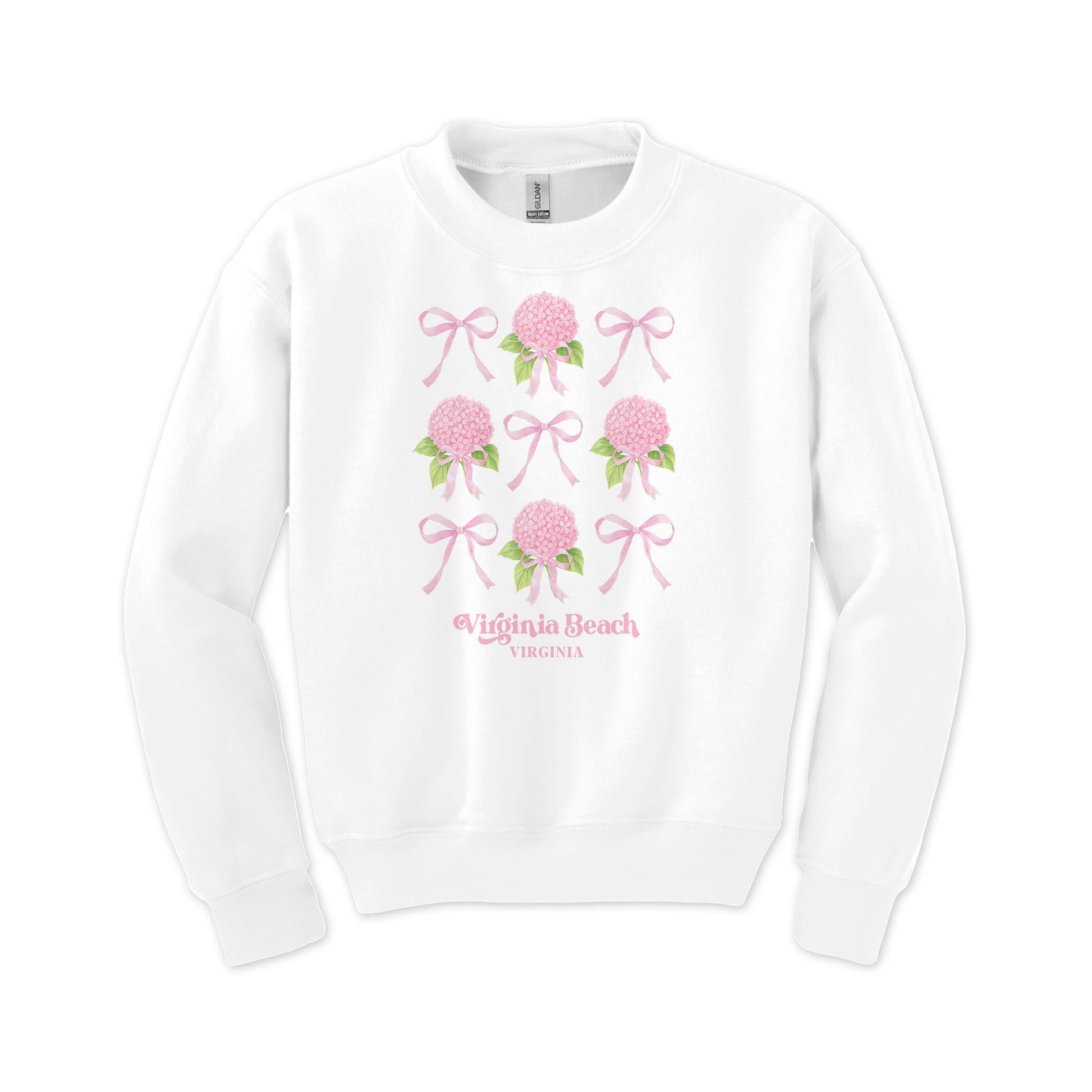 Gildan Youth Crewneck White-Love+Local Hydrangea Cottage -0