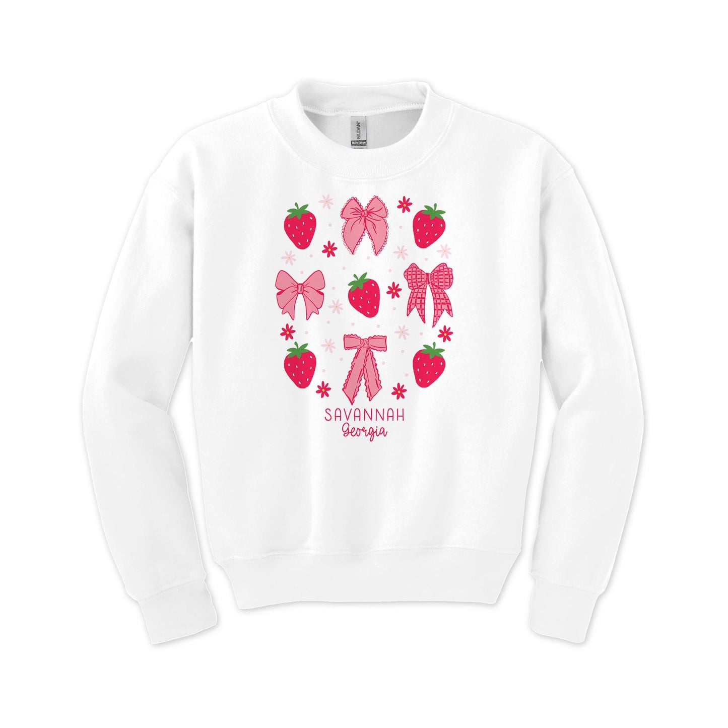 Gildan Youth Crewneck White-Love+Local Strawberry Parlor -0