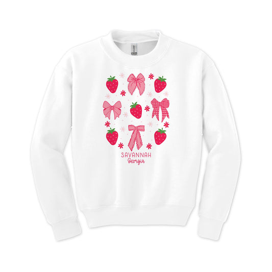 Gildan Youth Crewneck White-Love+Local Strawberry Parlor -0