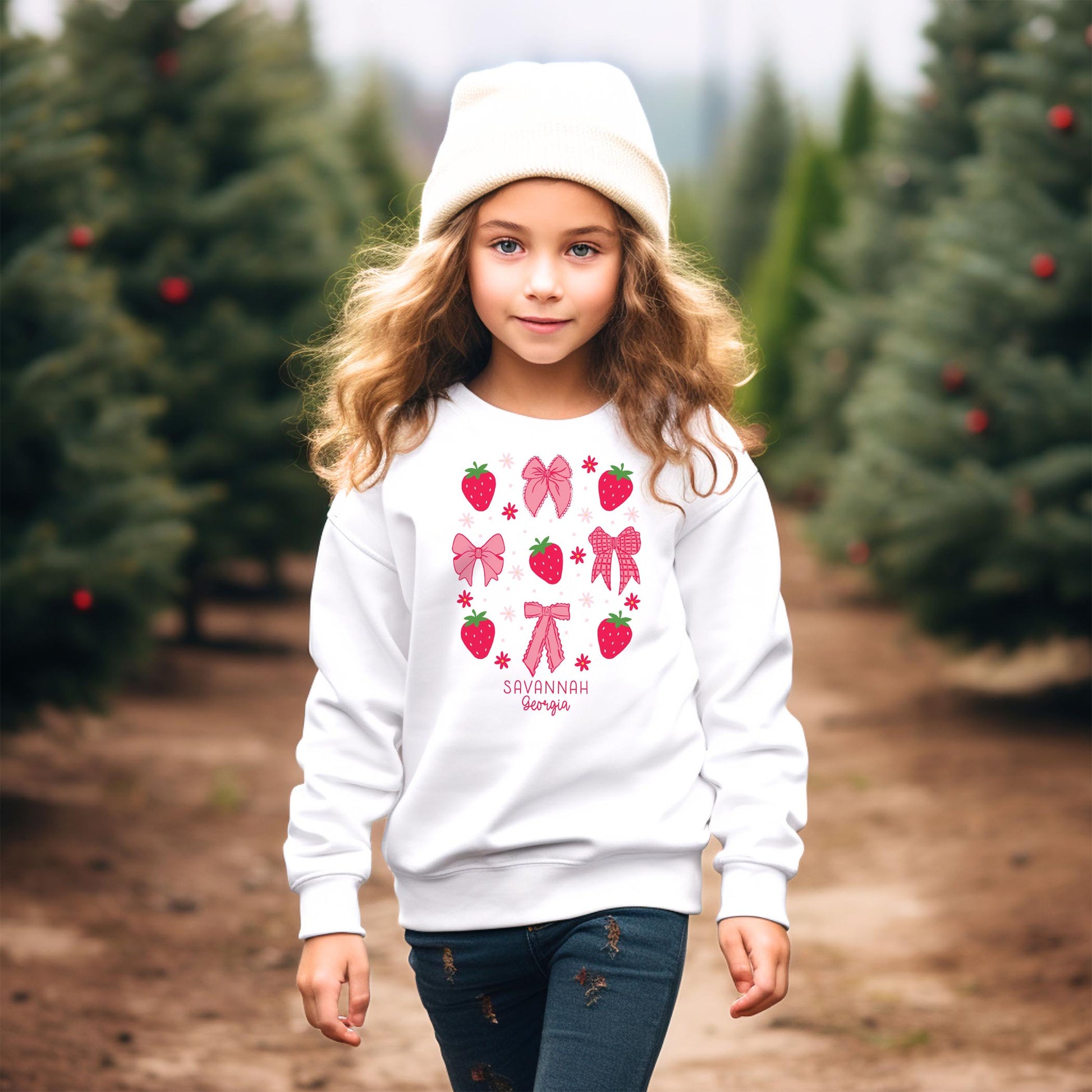 Gildan Youth Crewneck White-Love+Local Strawberry Parlor -1
