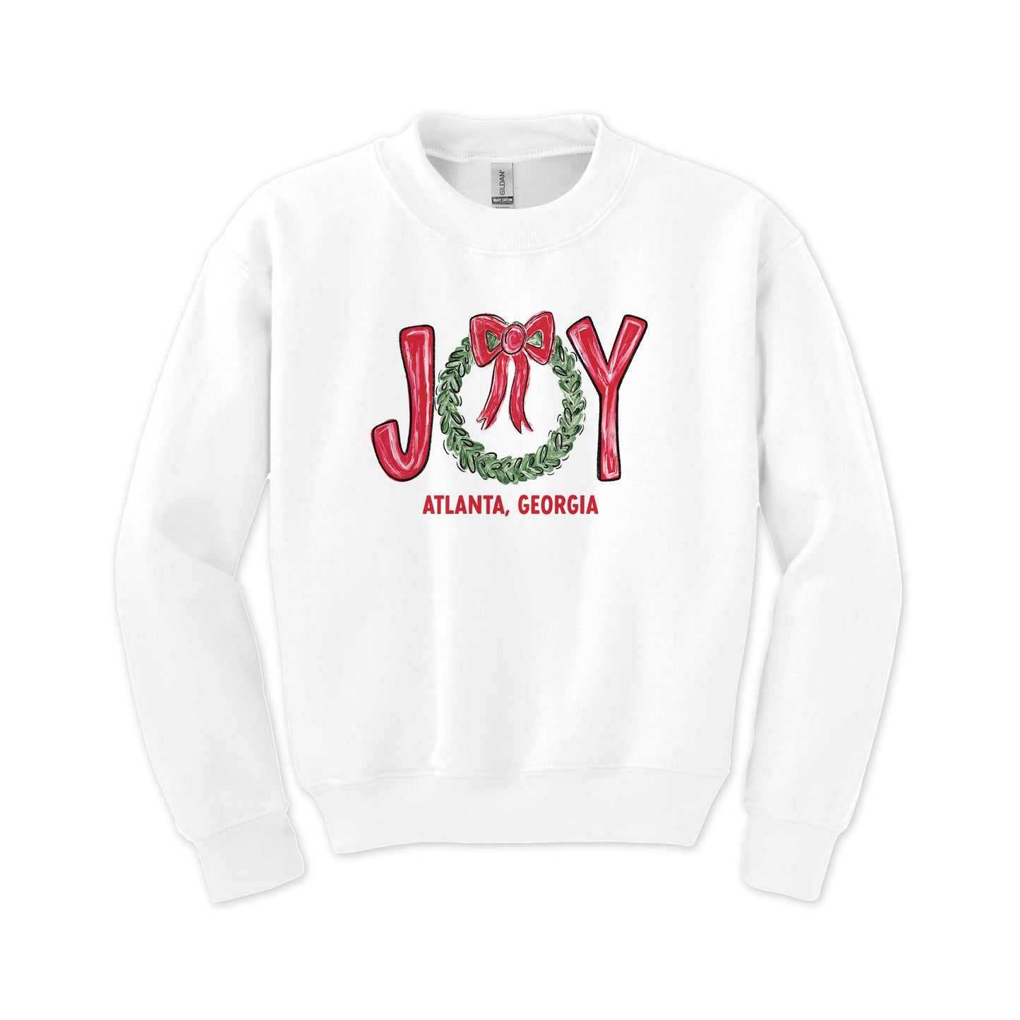 Gildan Youth Crewneck White-Love+Local Make It Merry -0