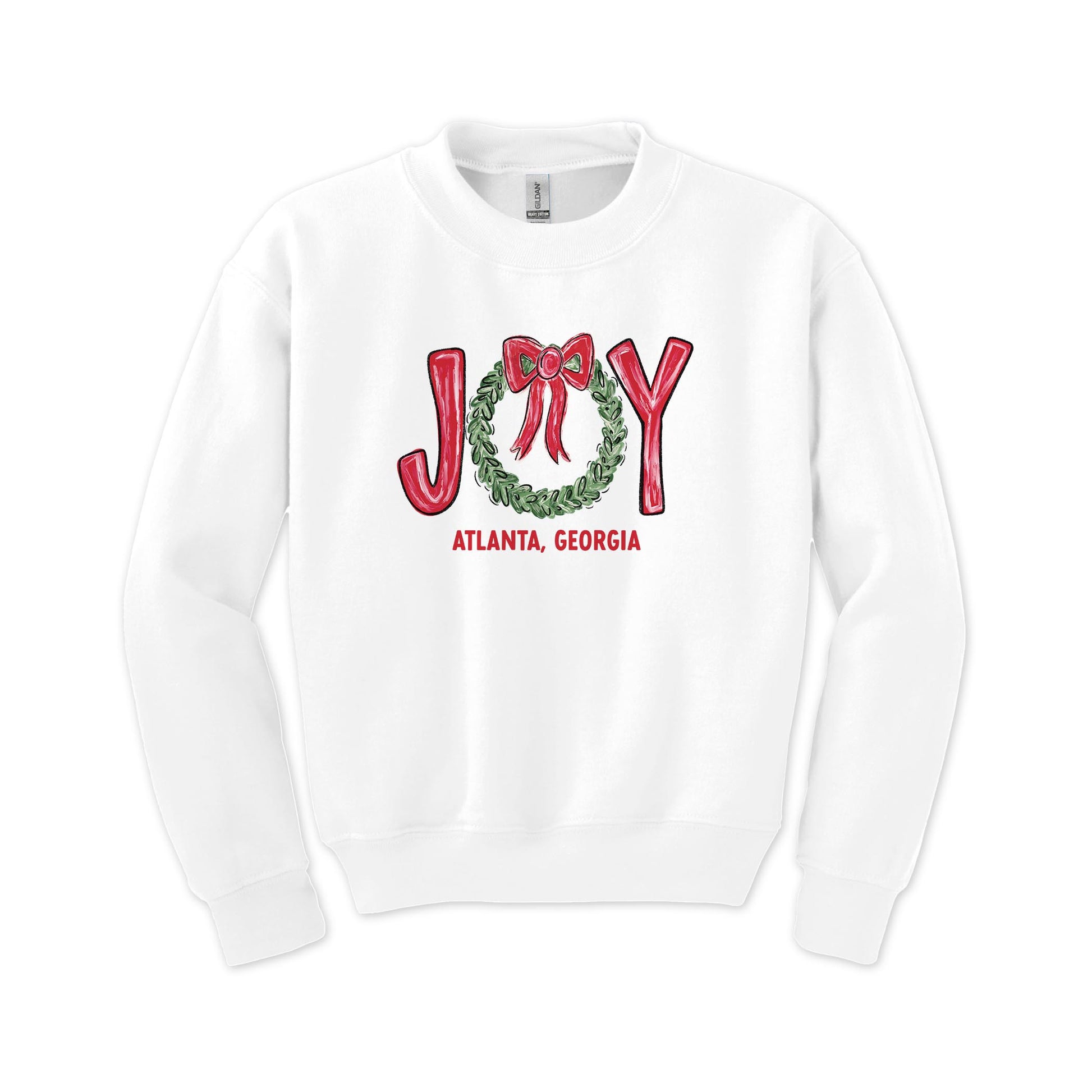 Gildan Youth Crewneck White-Love+Local Make It Merry -0