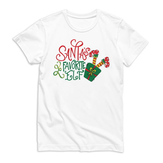 Bella Canvas Youth T-Shirt White-Santa's Favorite Elf
