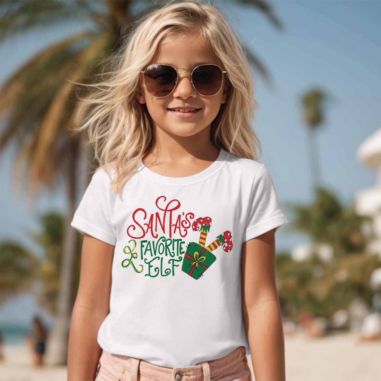Bella Canvas Youth T-Shirt White-Santa's Favorite Elf
