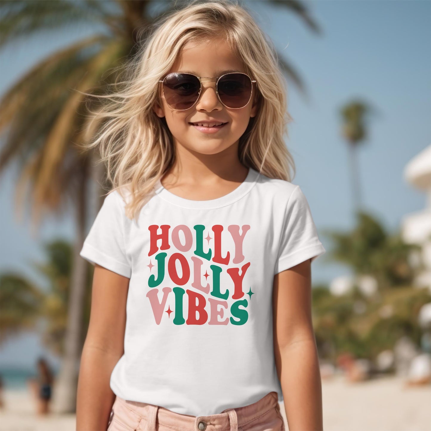 Bella Canvas Youth T-Shirt White-Holly Jolly Vibes