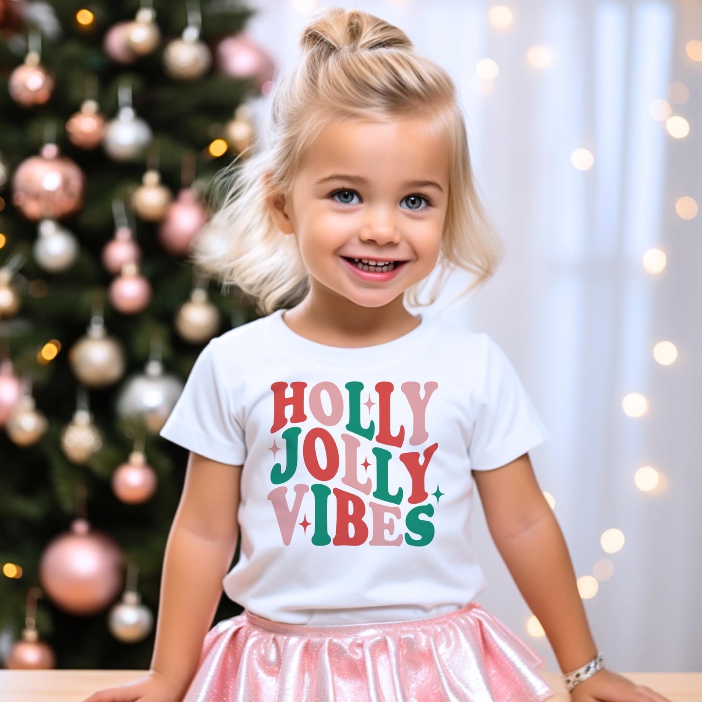 Bella Canvas Youth T-Shirt White-Holly Jolly Vibes