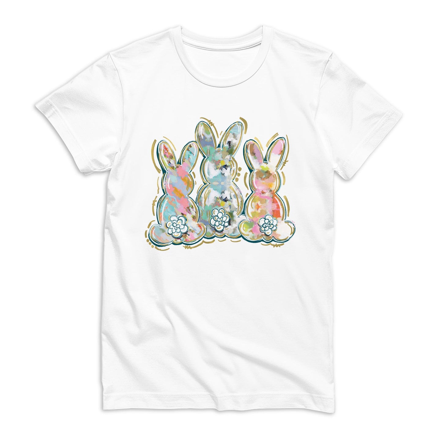 Youth T-Shirt White-Painted Bunny Trio