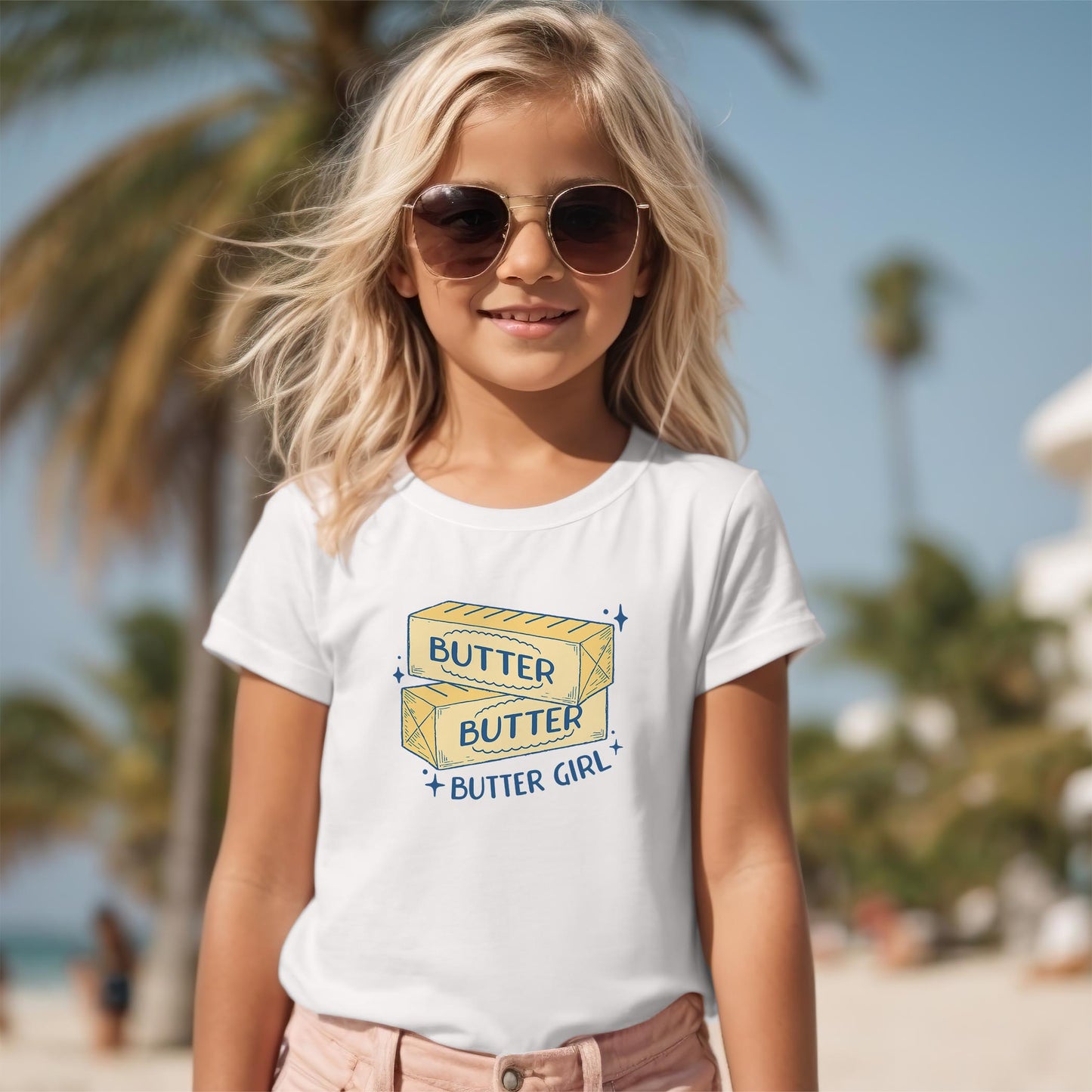 Bella Canvas Youth T-Shirt White-Butter Girl -2