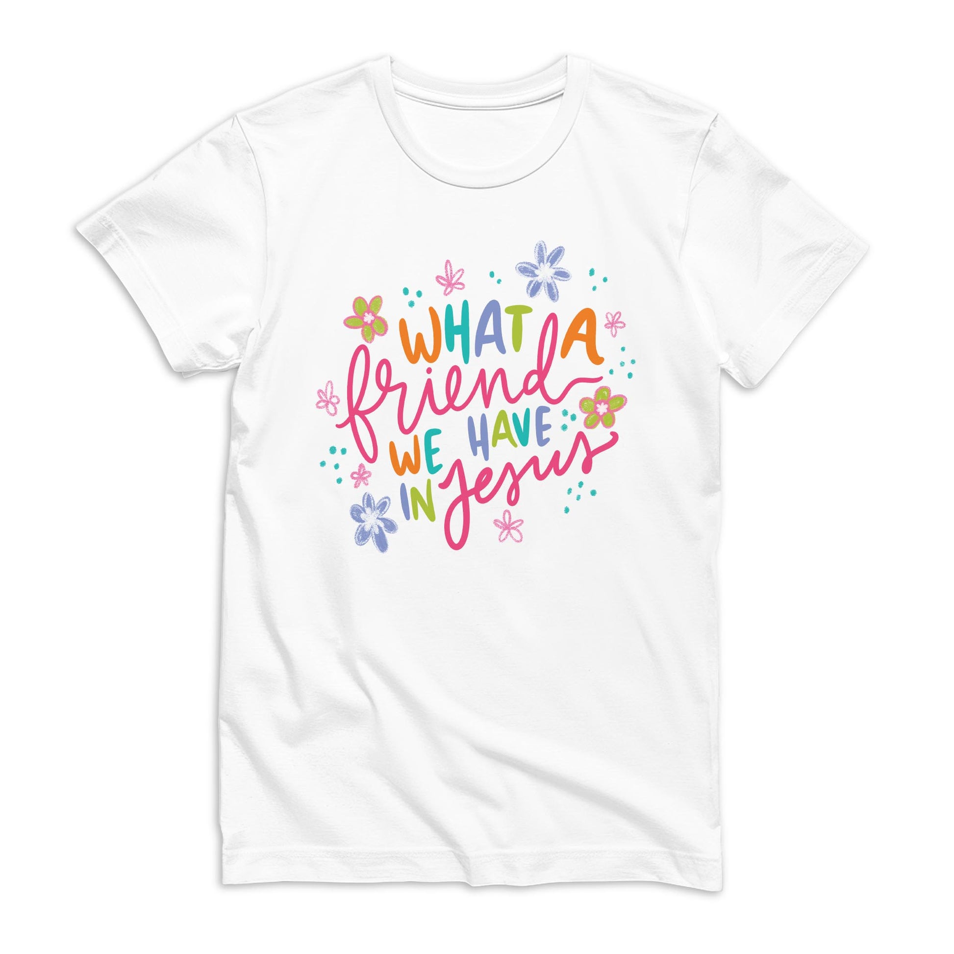 Bella Canvas Youth T-Shirt White-What A Friend We Have In Jesus -0
