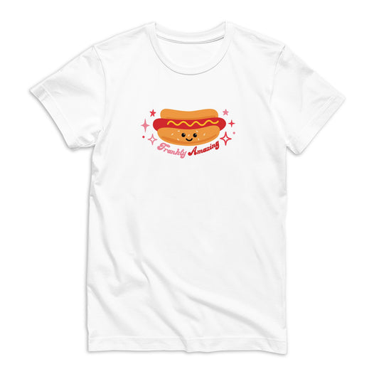 Bella Canvas Youth T-Shirt White-Hot Dogs Frankly Amazing -0