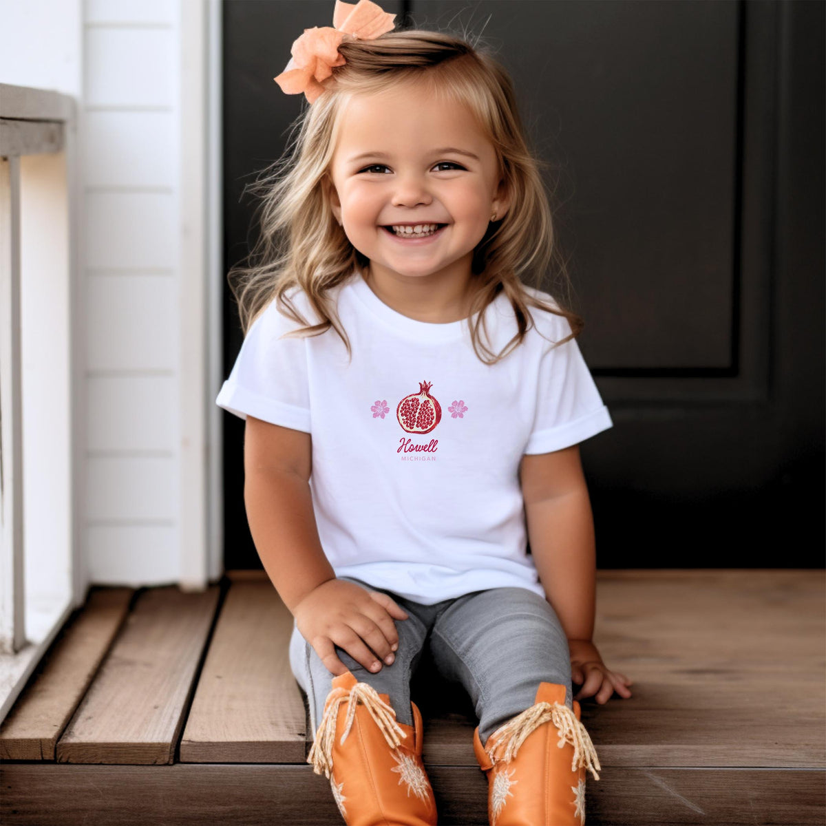 Bella Canvas Youth T-Shirt White-Autumn Orchard | Custom | Your City & State -1