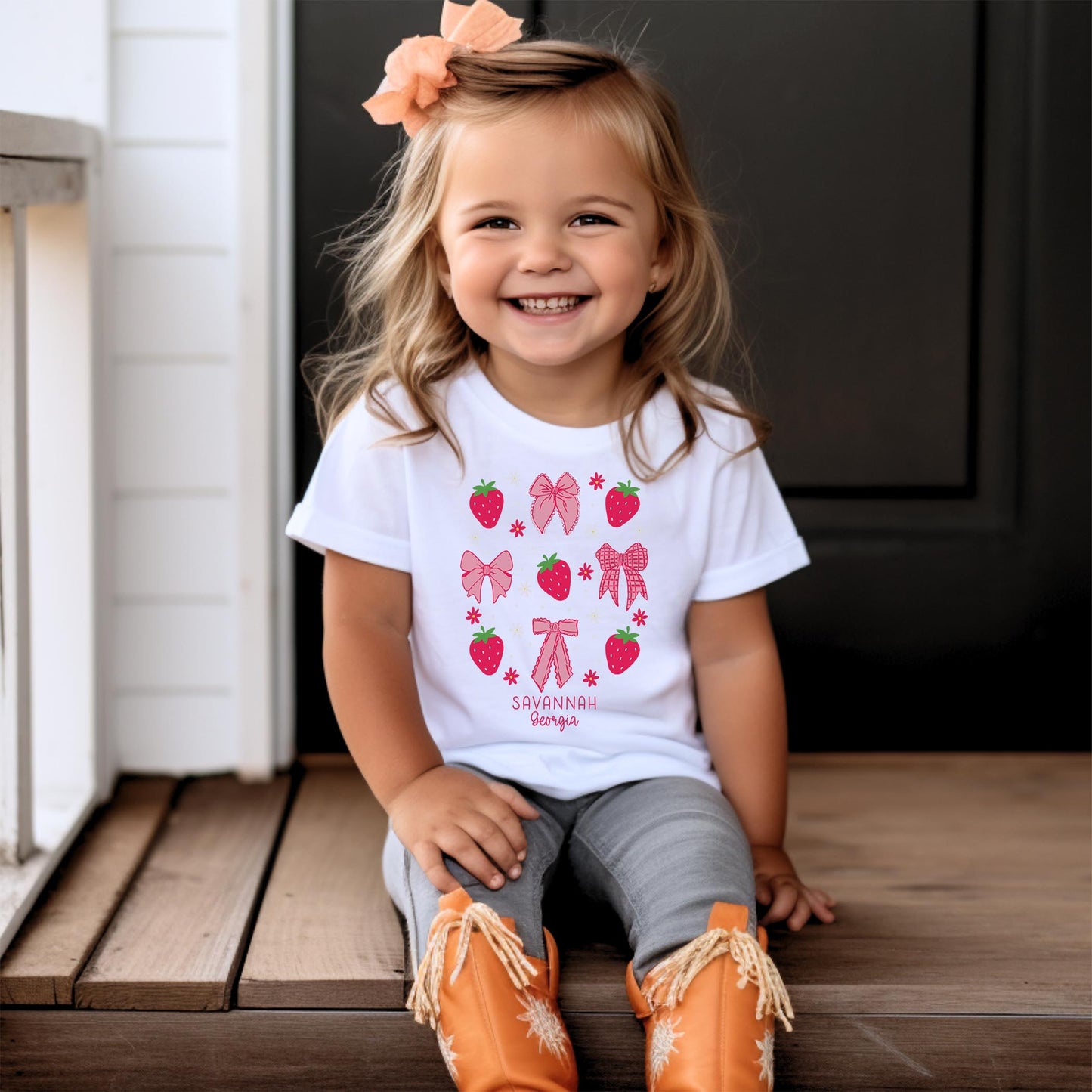 Bella Canvas Youth T-Shirt White-Love+Local Strawberry Parlor -1