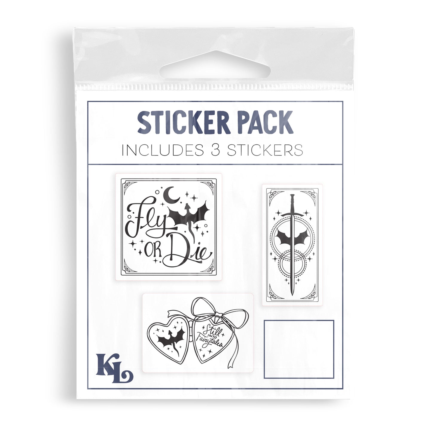 Vinyl Sticker 3-Pack Black & White Fantasy