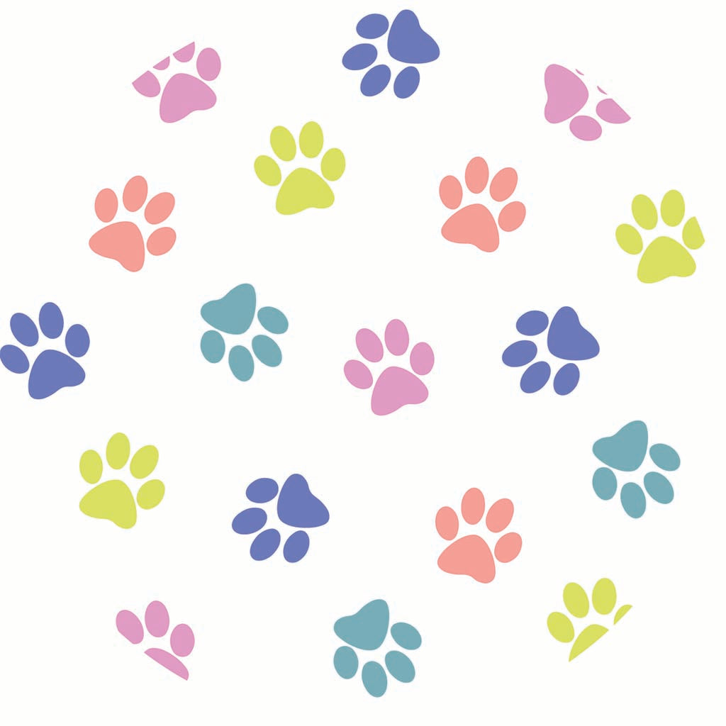 Ceramic Round Coaster-Paw Pattern on White -7