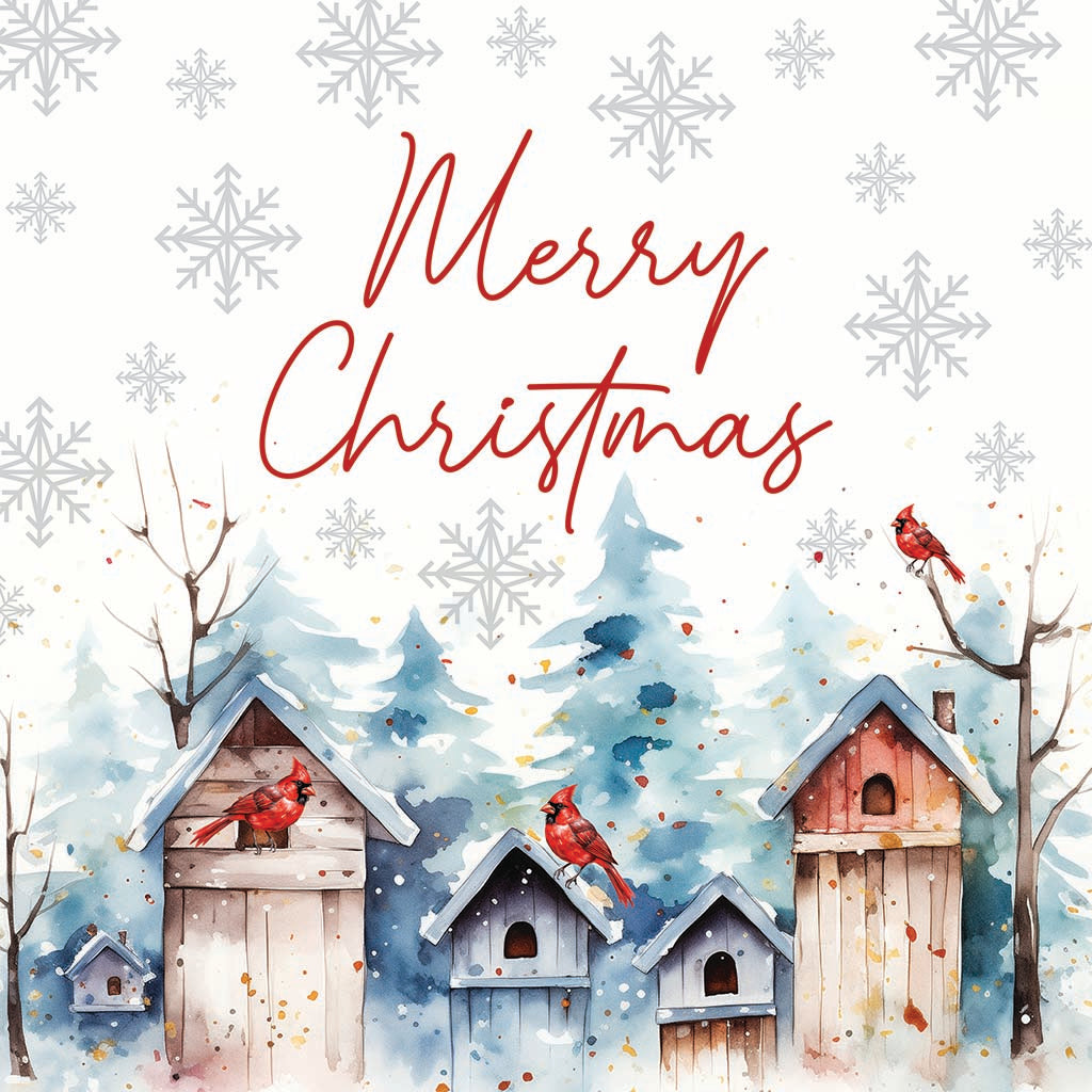 Ceramic Round Coaster-Cardinal Christmas Merry Christmas -7