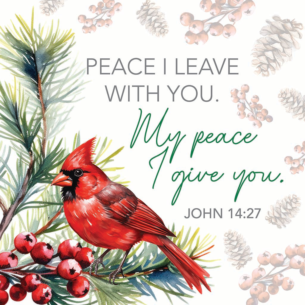 Ceramic Round Coaster-Cardinal Christmas Peace I Give You -7