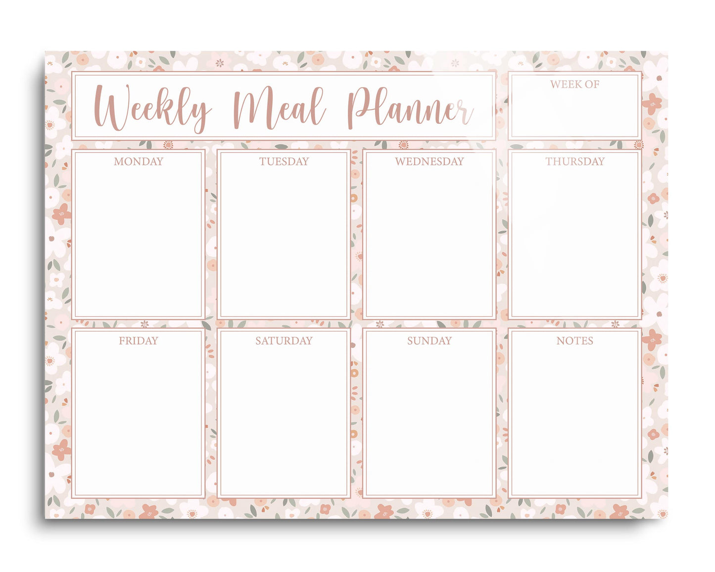 Weekly Meal Planner Cute Floral