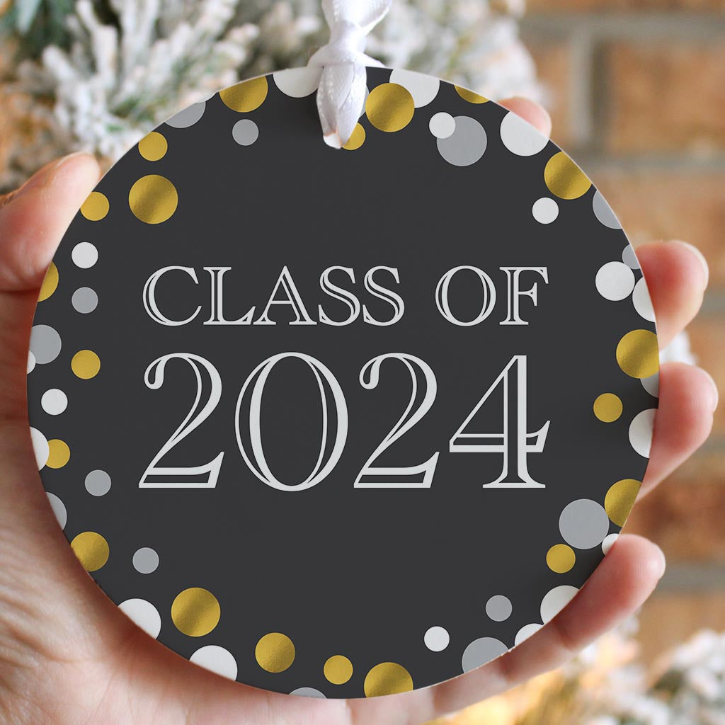 Graduation 2024 Class Of Black And Gold Confetti