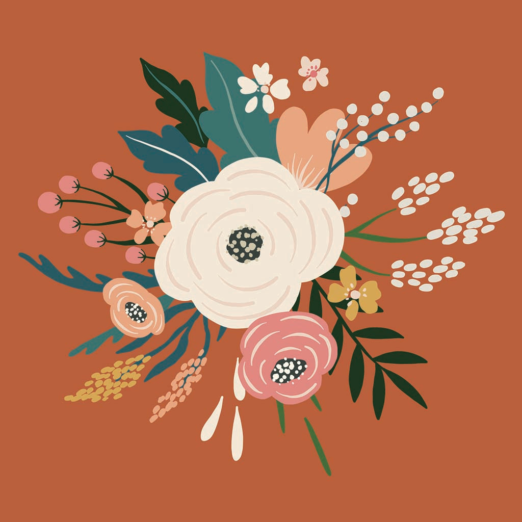 Ceramic Square Coaster-Vintage Florals Maroon -7