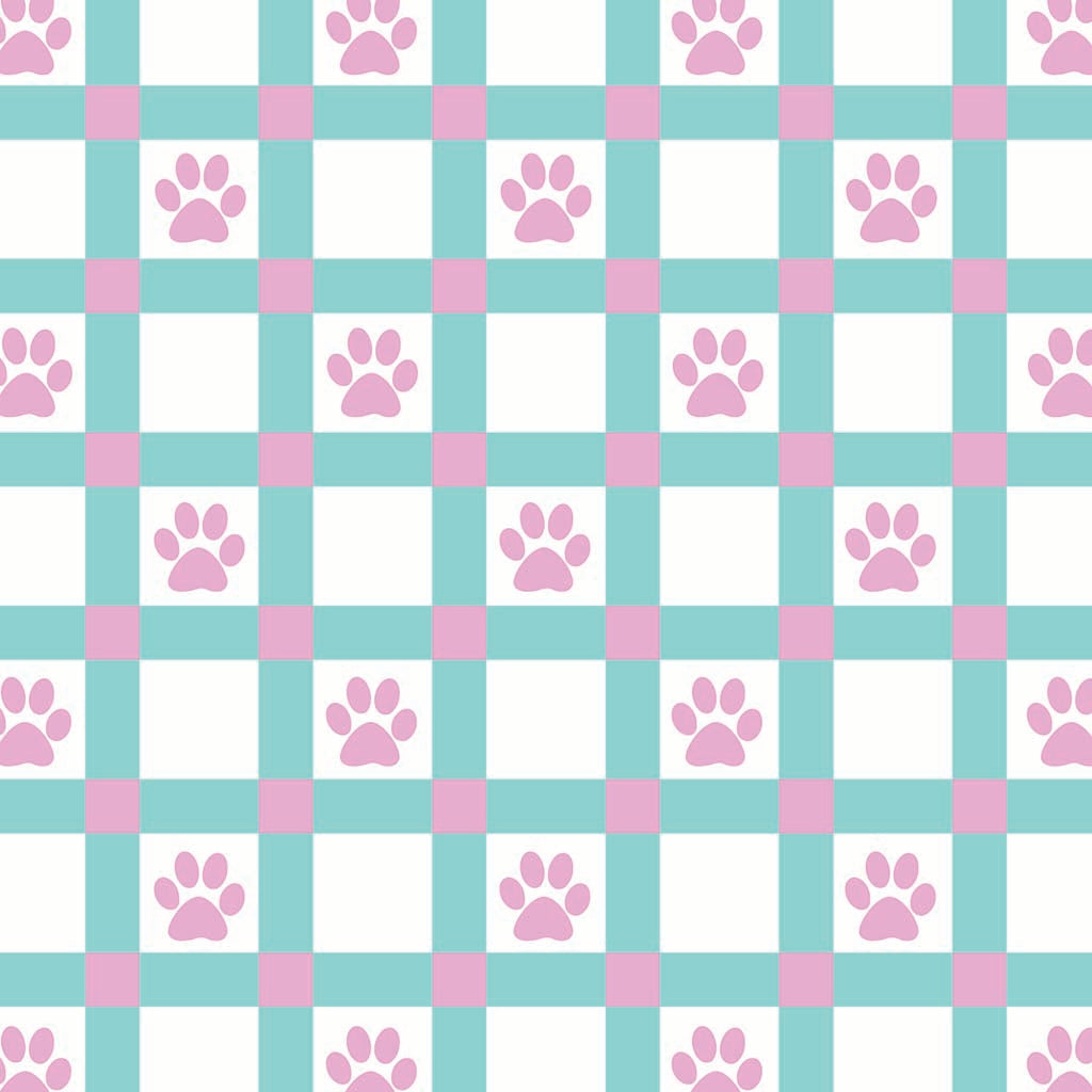 Ceramic Round Coaster-Checker Paw Print Pattern -7