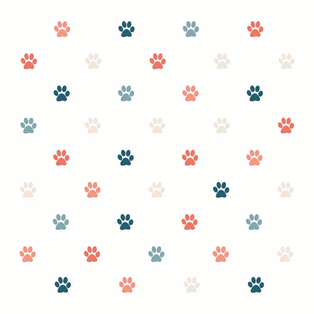 Ceramic Square Coaster-Cat Paw Print Pattern -7
