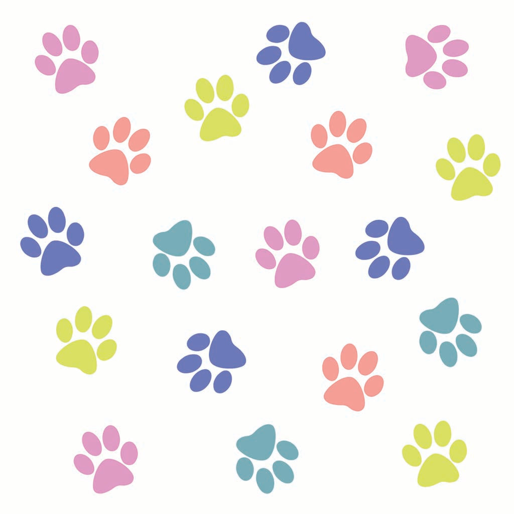Ceramic Square Coaster-Colorful Paws Pattern White -7