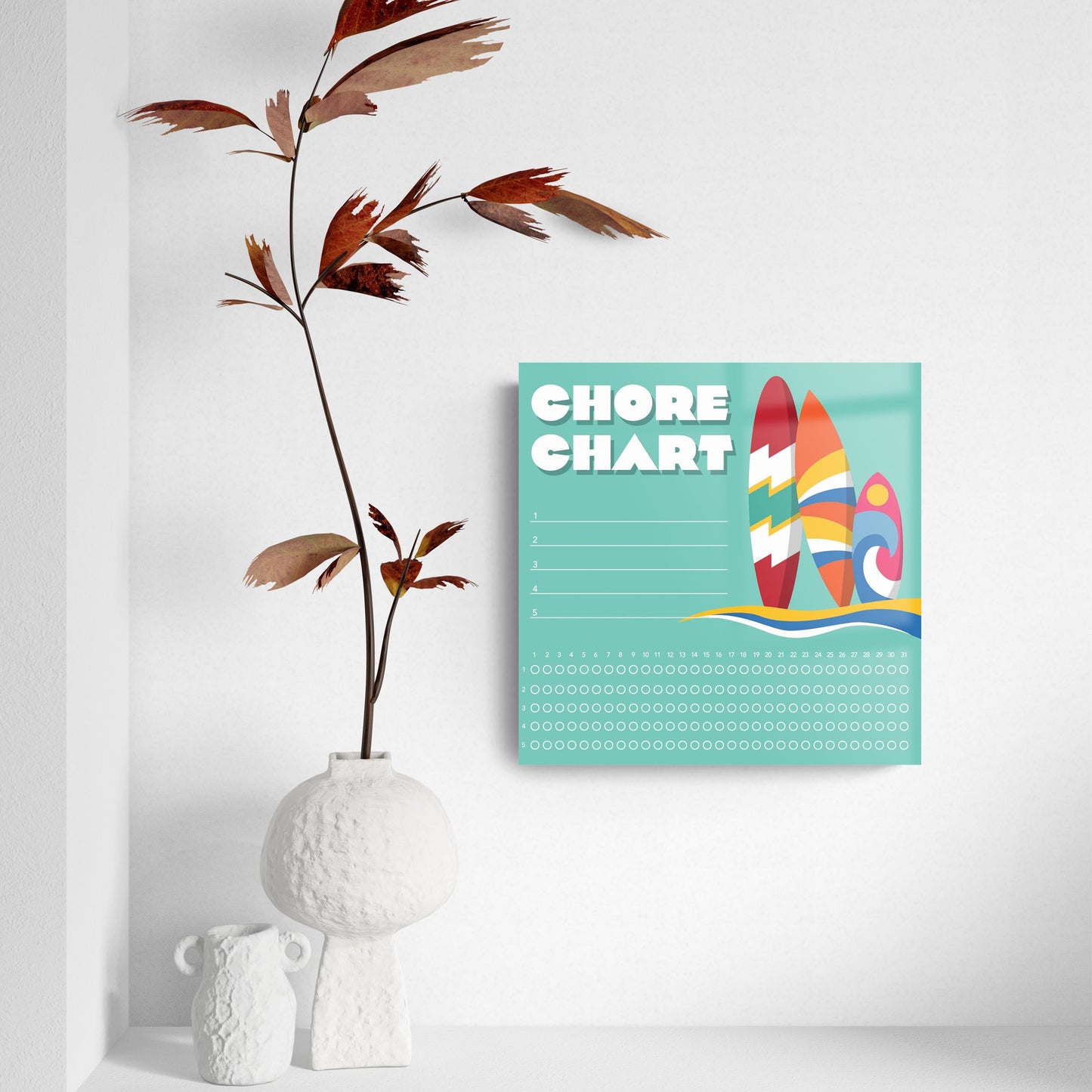 Children's Chore Chart Surf Boards | 8x8
