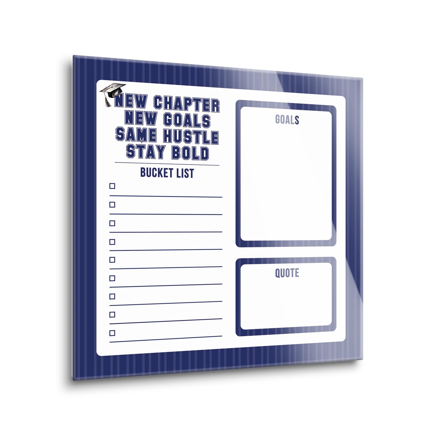 Graduation Tracker Navy Stripe Stay Bold | 8x8