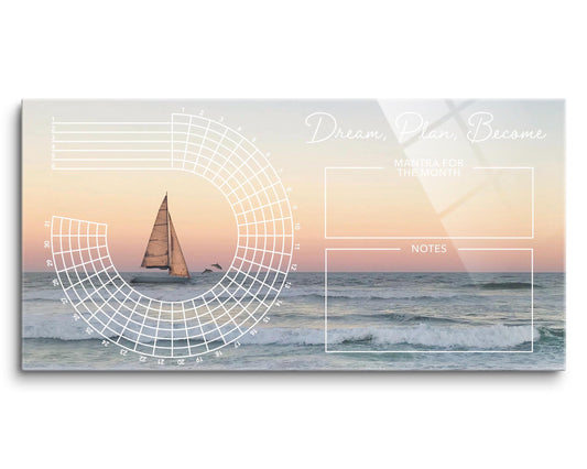 Sunset Saliboat Dream Plan Become Habit Tracker | 16x8