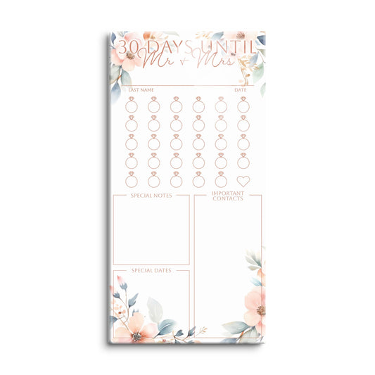 Floral Wedding Tracker On White Pink Outlines | 8x16