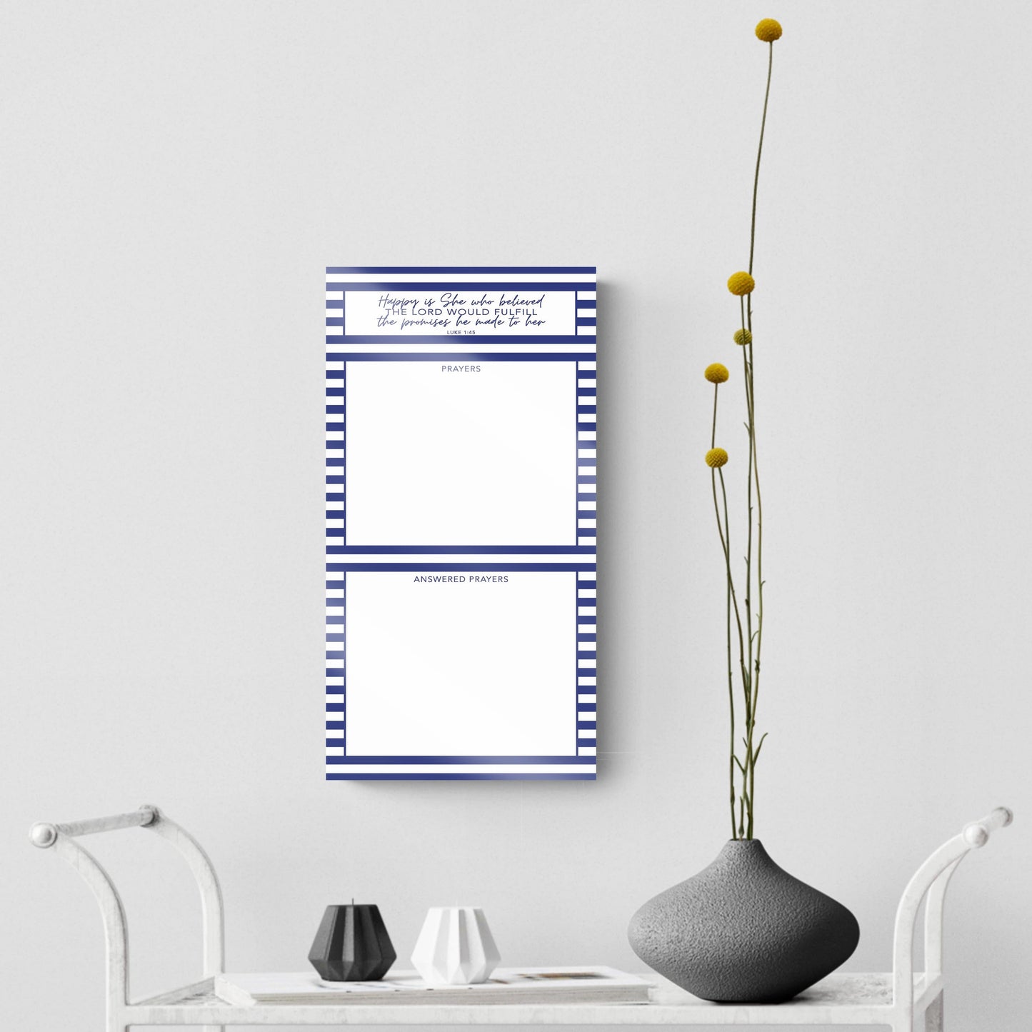 Navy Stripe Happy Is She Prayer Tracker | 8x16