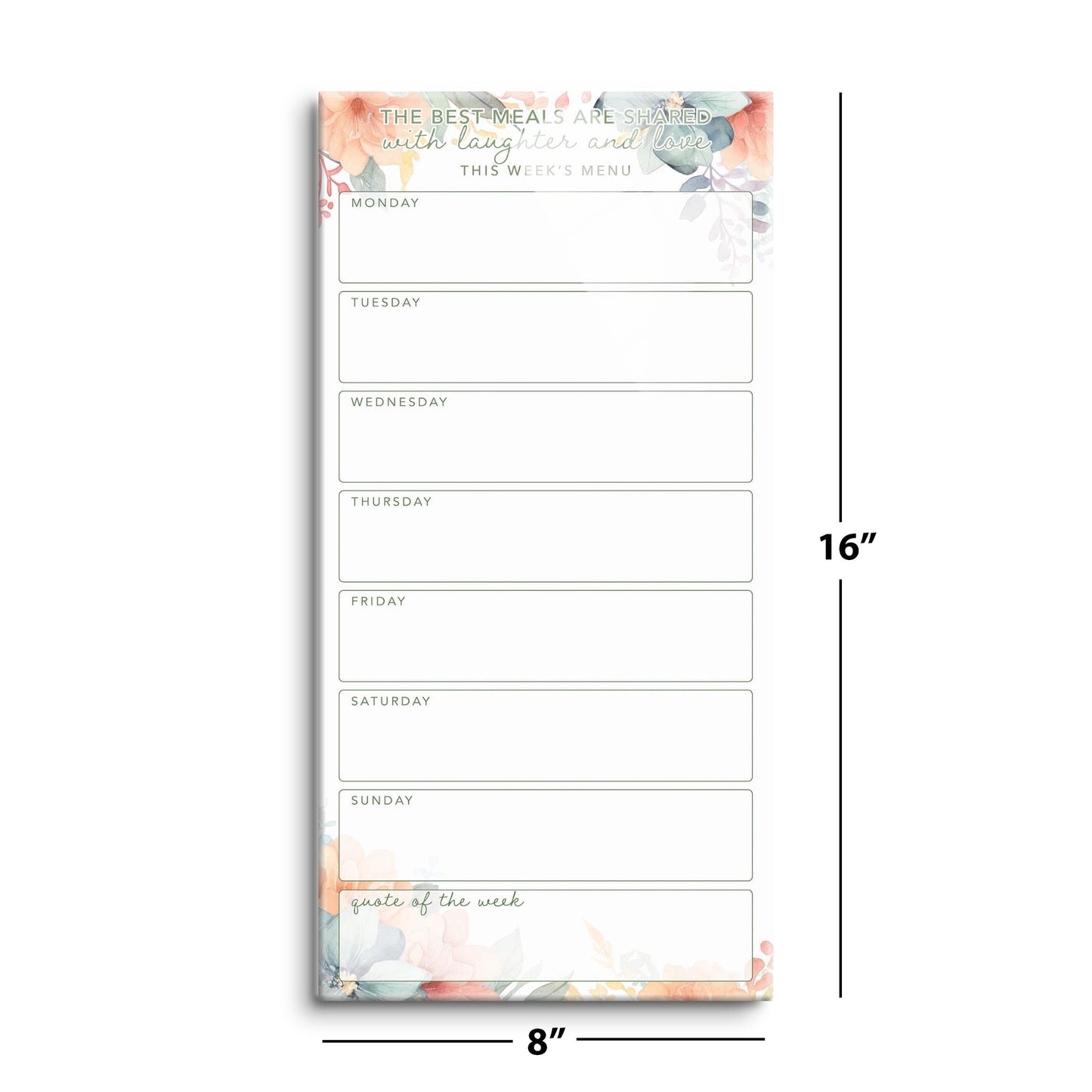Floral Laughter & Love Weekly Menu | 8x16