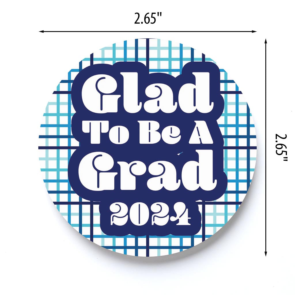 Graduation 2024 Glad To Be A Grad Blue Grid | 2.65x2.65
