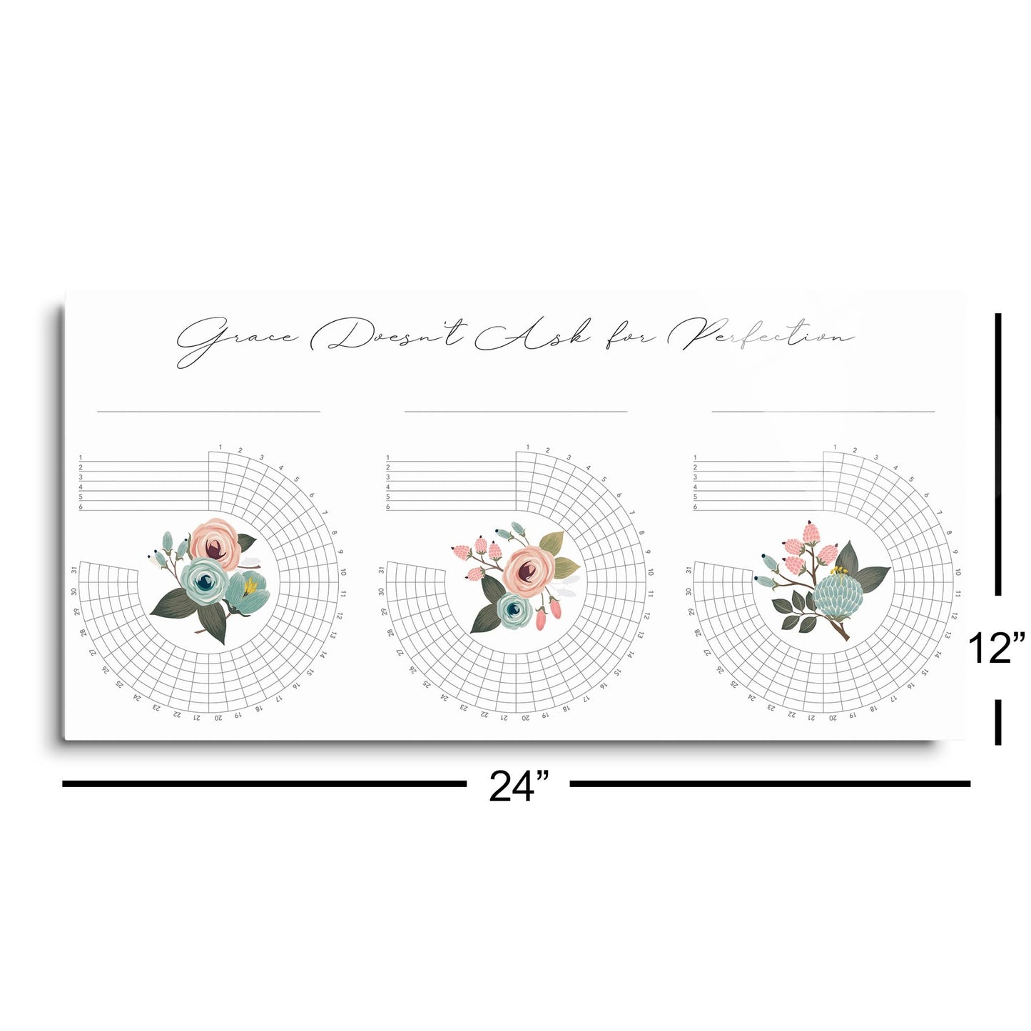 Habit Tracker Tri-Flower Grace Doesn't Ask for Perfection | 24x12