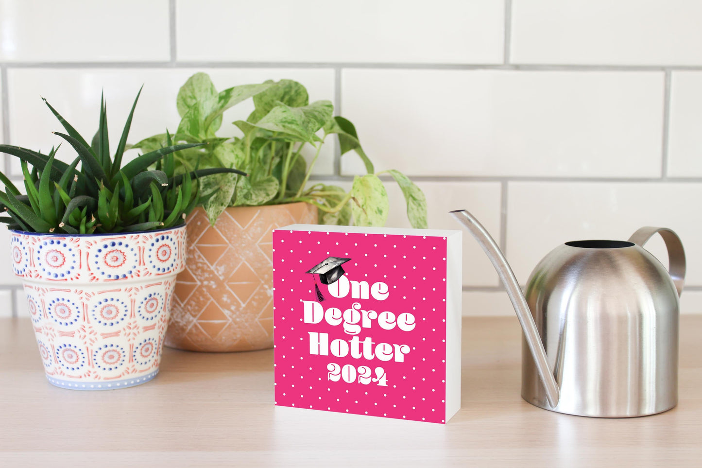 Graduation 2024 One Degree Hotter Pink Polka Dot | 5x5