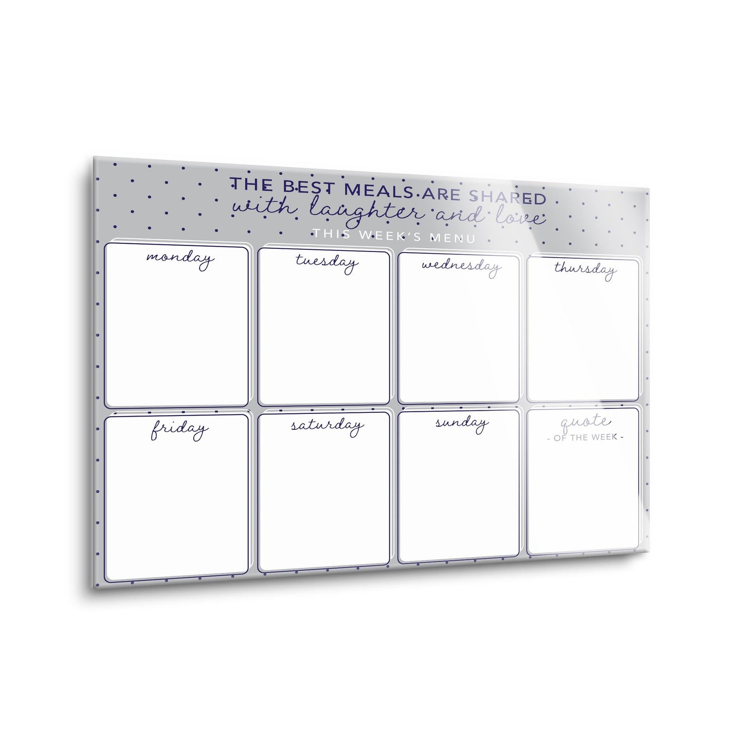 Grey Polka Dot Weekly Menu | 16x12