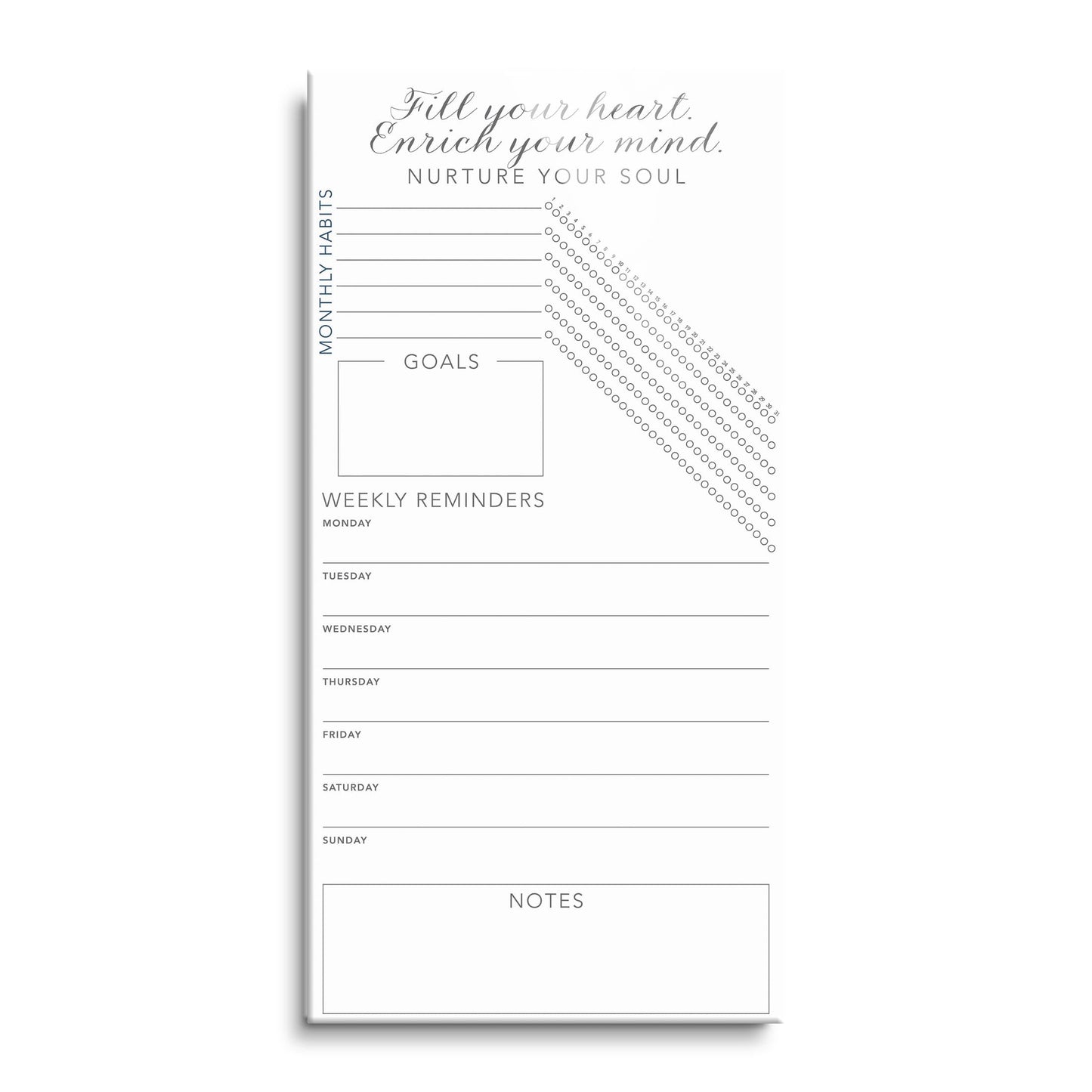 Minimalistic White Nurture Your Soul Habit Tracker | 12x24