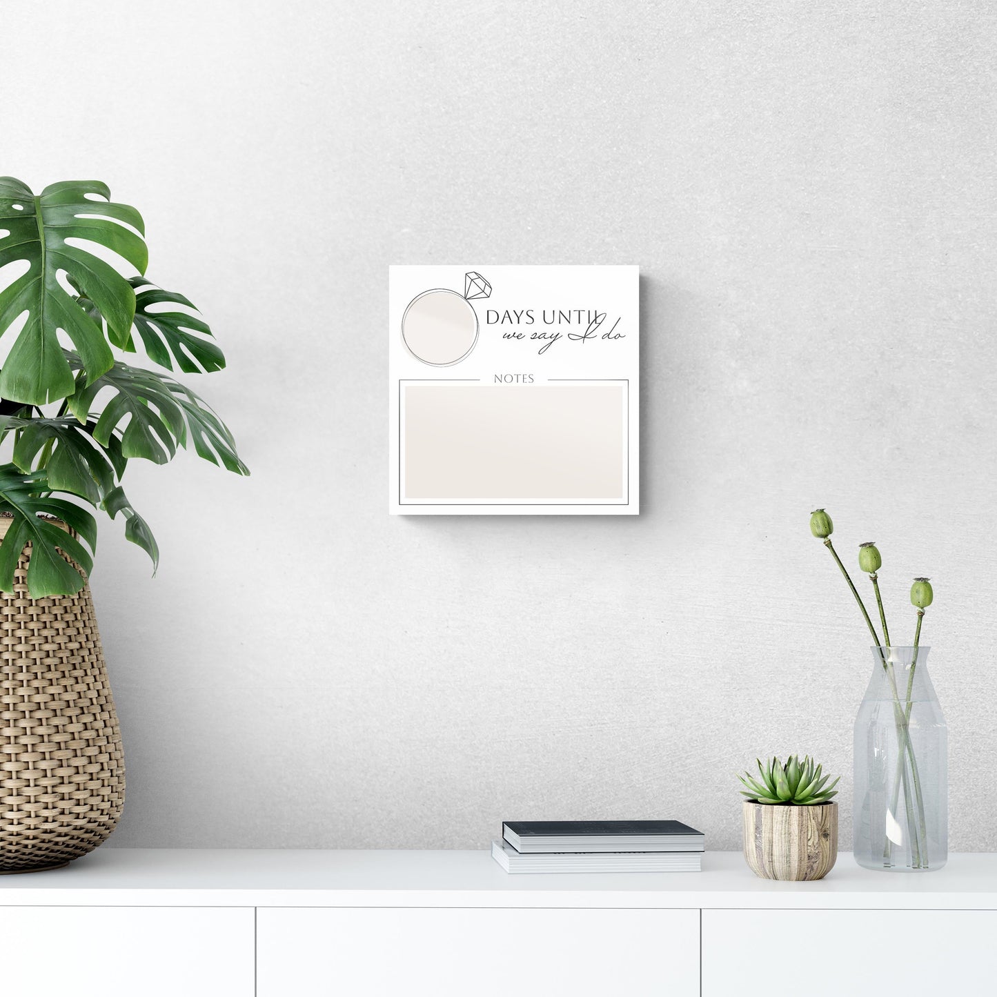 Minimalistic Beige Wedding Countdown with Notes | 12x12