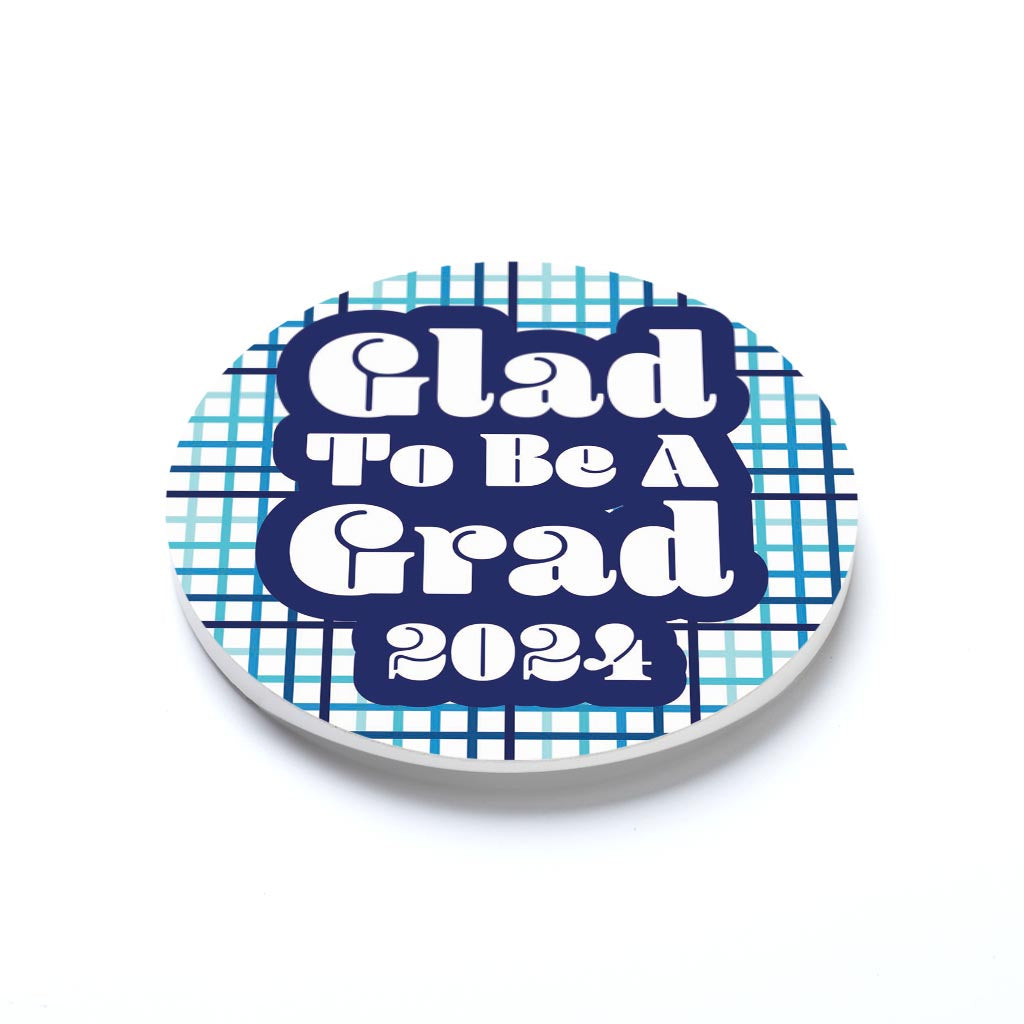 Graduation 2024 Glad To Be A Grad Blue Grid | 2.65x2.65