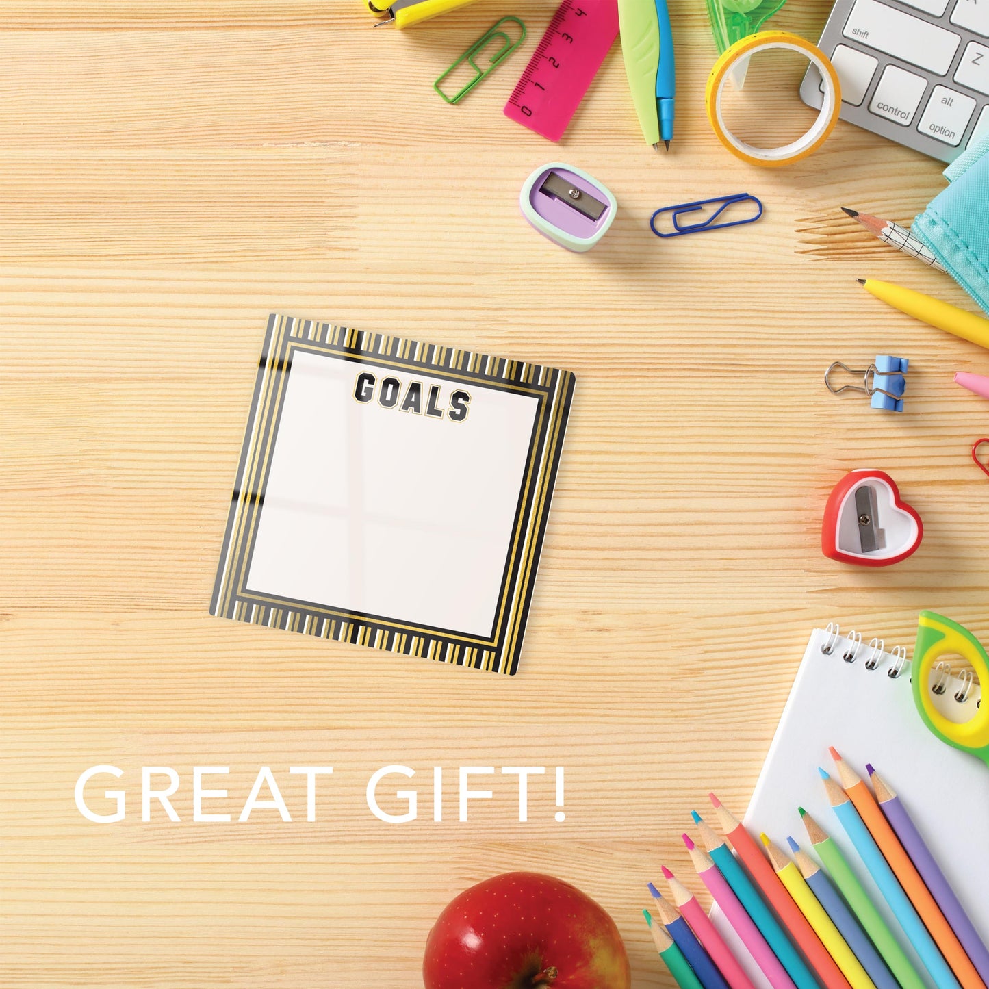 Graduation Reminders Gold Stripe Goals | 4x4