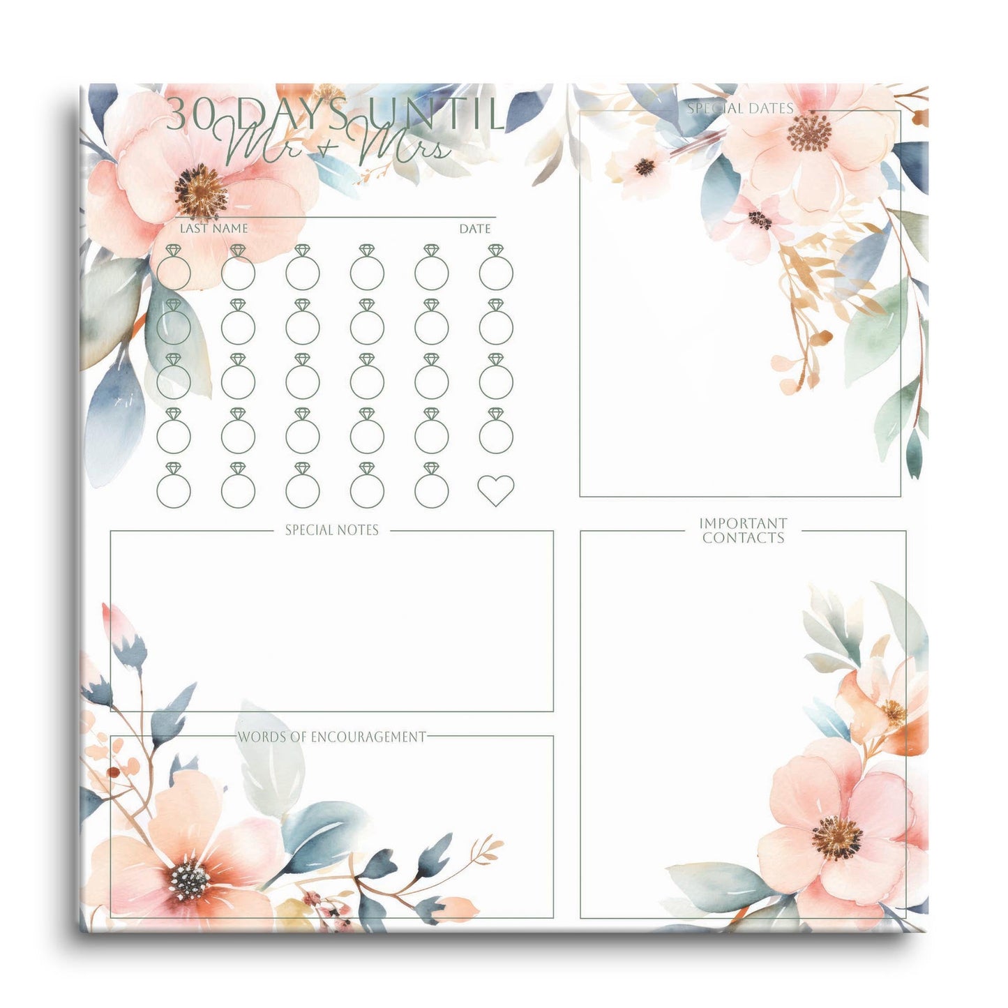 Floral Wedding Tracker | 12x12