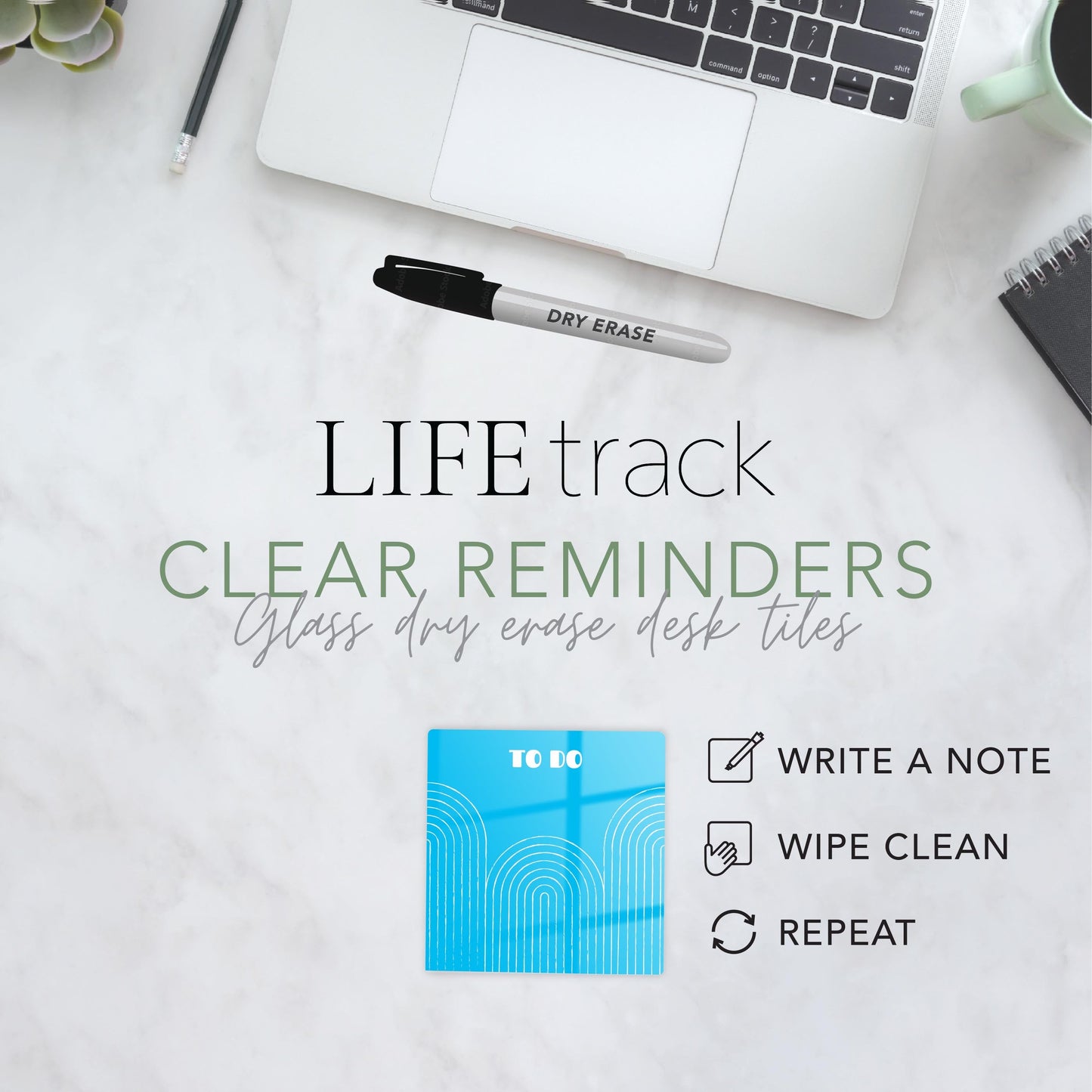 Neon Notes Modern Pattern on Blue | 4x4