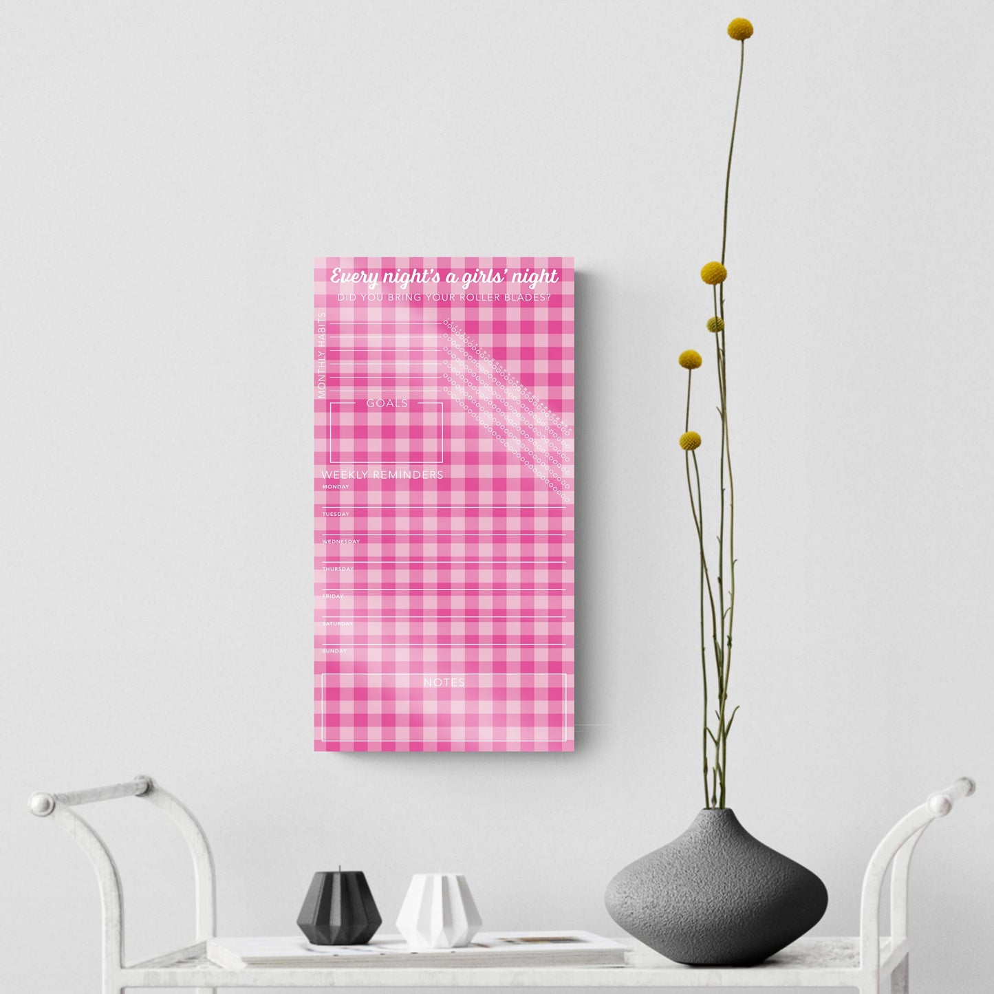 Pink Dream Checkered Habit Tracker Girls' Night | 8x16