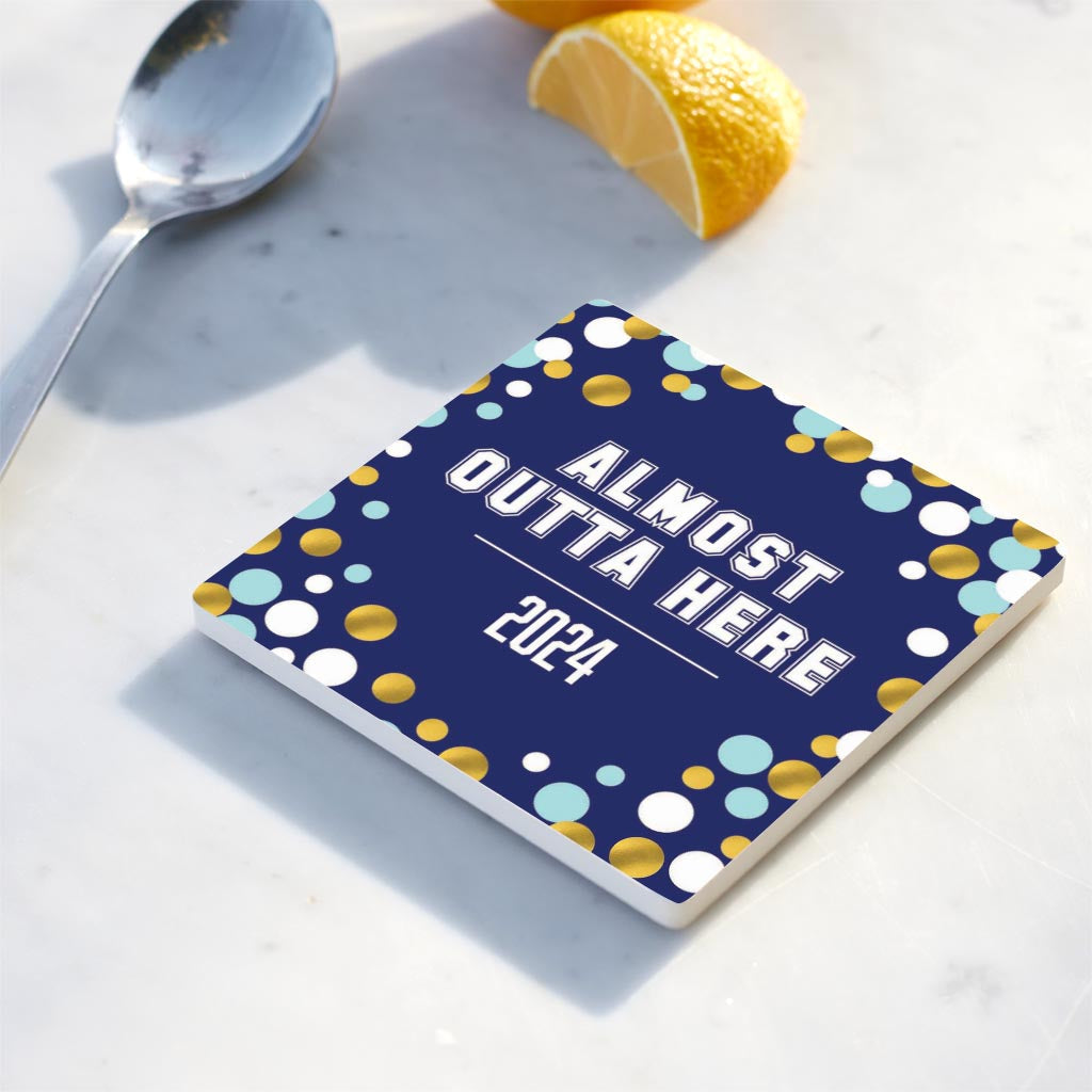 Graduation 2024 Outta Here Blue Confetti | 4x4