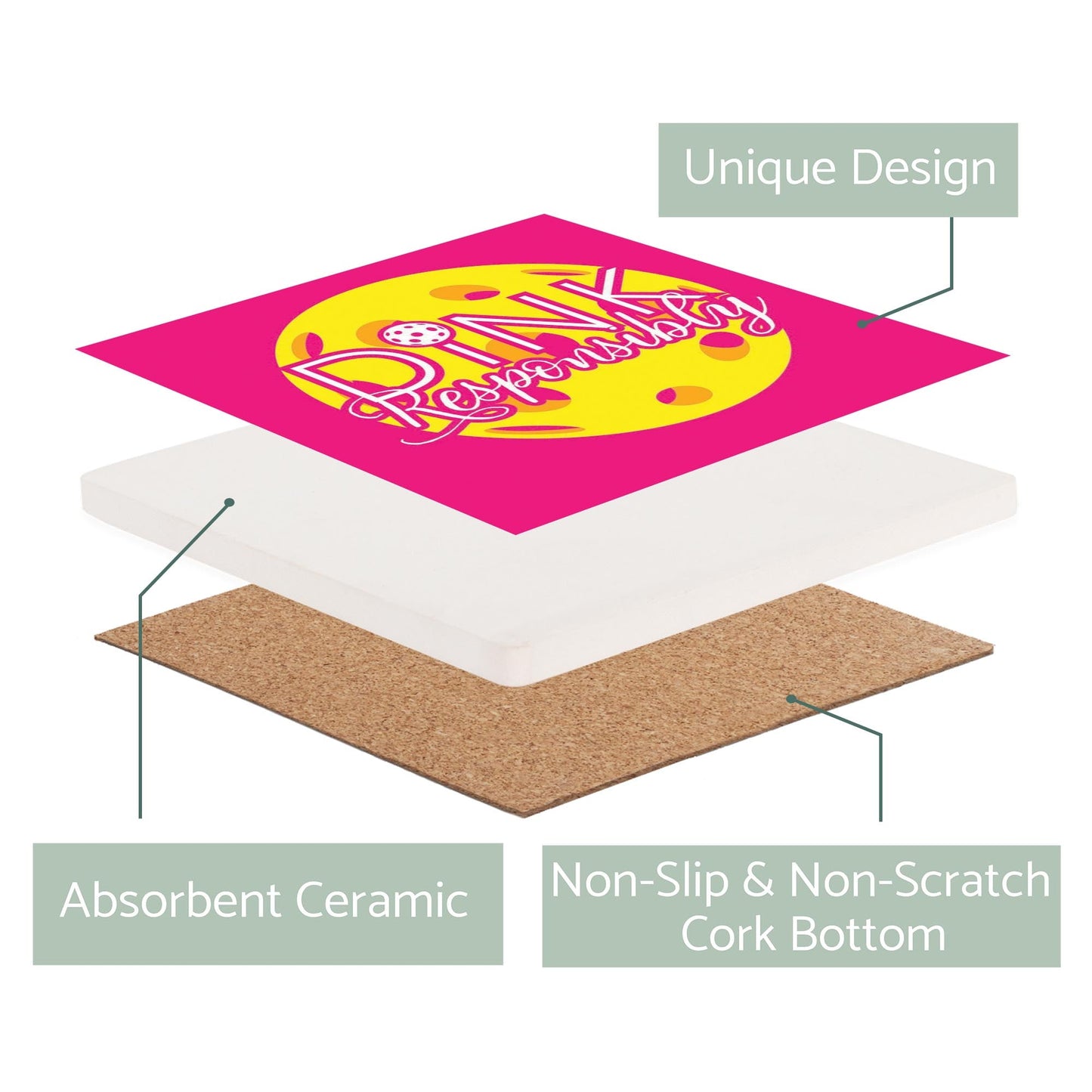 Neon Pickleball Dink Responsibly Pink | 4x4
