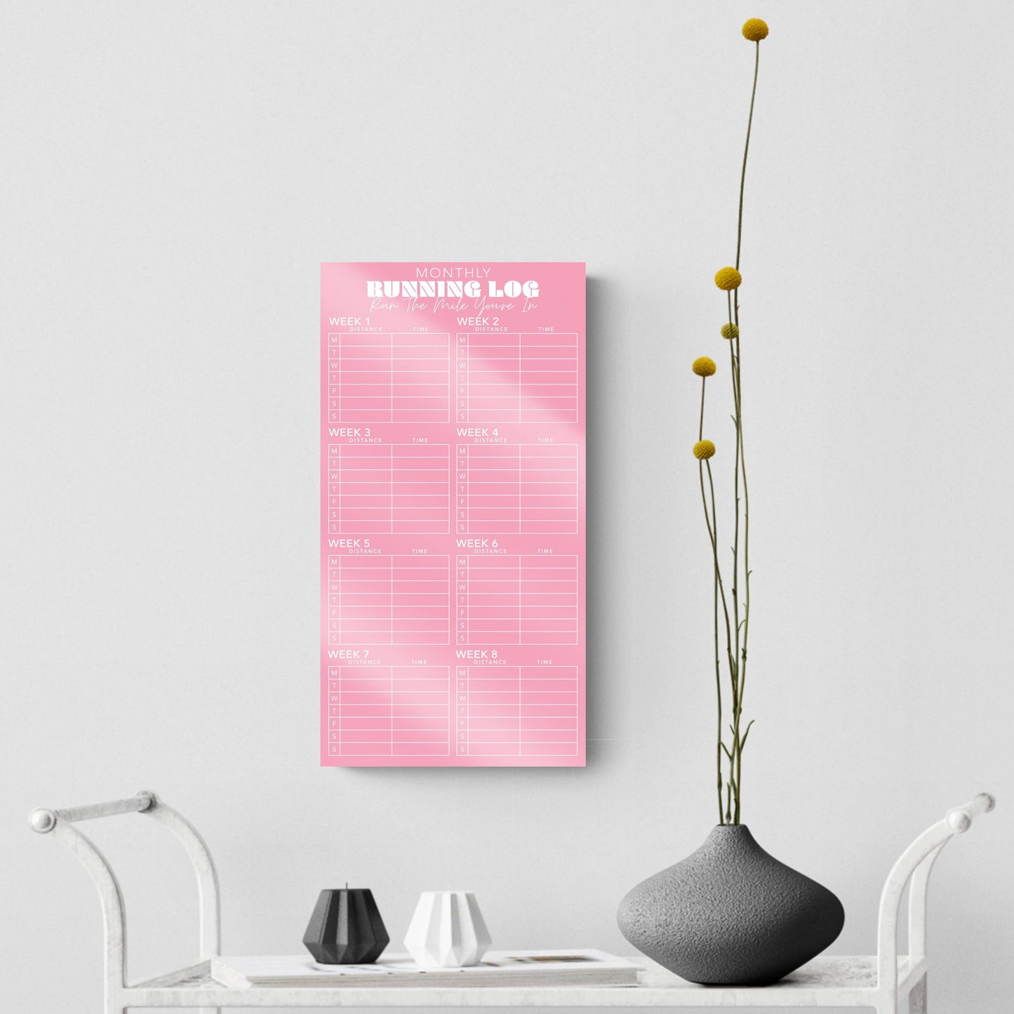 8 Week Running Tracker Pink | 8x16
