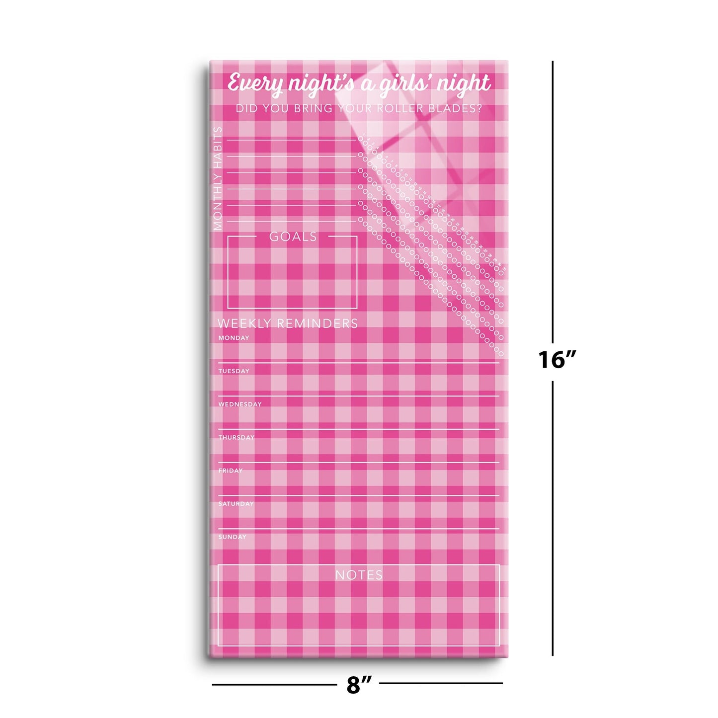 Pink Dream Checkered Habit Tracker Girls' Night | 8x16